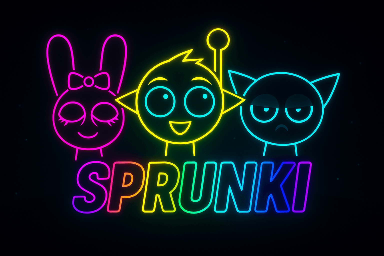 Sprunkin neon characters logo
